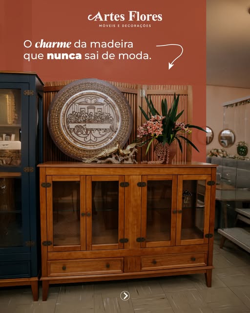 Armário de madeira maciça Artes Flores