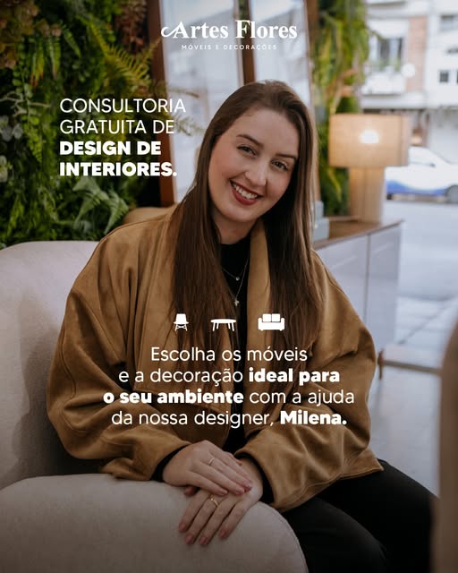 Milena, designer de interiores da Artes Flores Móveis